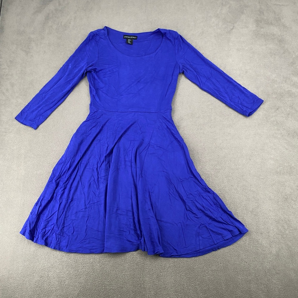 Cynthia Rowley Royal Blue Fit‎ and Flare Dress 3/4 Sleeve Scoop Neck XS